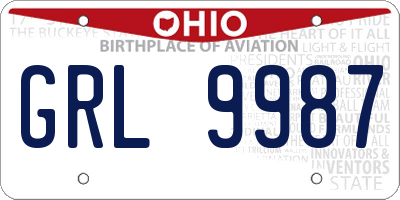 OH license plate GRL9987