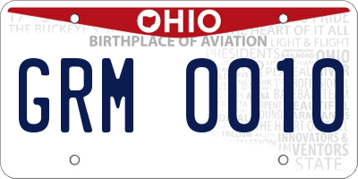 OH license plate GRM0010