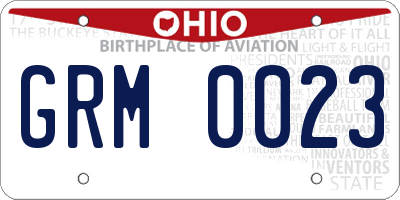 OH license plate GRM0023