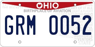 OH license plate GRM0052