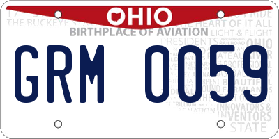 OH license plate GRM0059