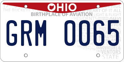 OH license plate GRM0065