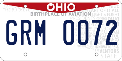 OH license plate GRM0072