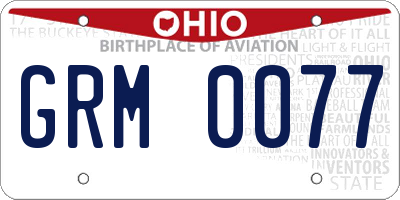 OH license plate GRM0077