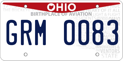 OH license plate GRM0083