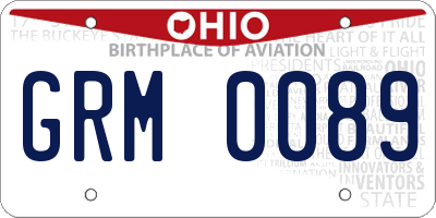 OH license plate GRM0089
