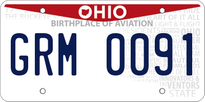 OH license plate GRM0091