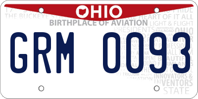 OH license plate GRM0093