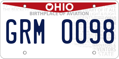 OH license plate GRM0098