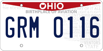 OH license plate GRM0116