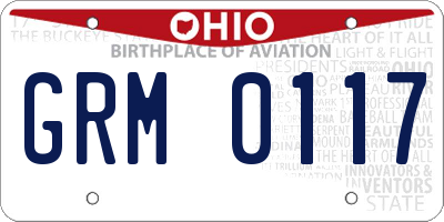 OH license plate GRM0117