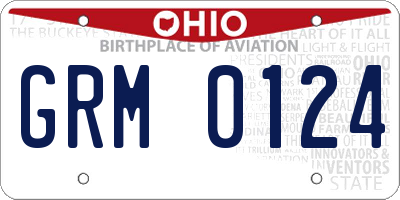 OH license plate GRM0124