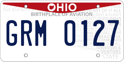 OH license plate GRM0127