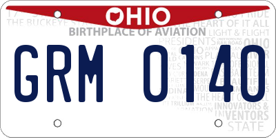OH license plate GRM0140