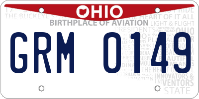 OH license plate GRM0149