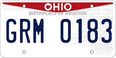 OH license plate GRM0183