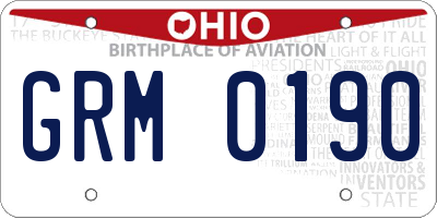 OH license plate GRM0190