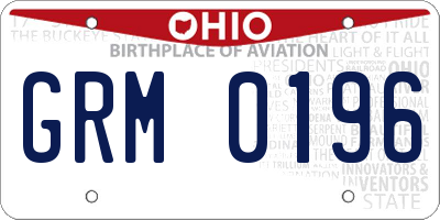 OH license plate GRM0196