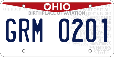 OH license plate GRM0201