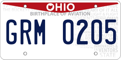 OH license plate GRM0205