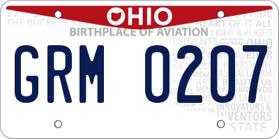 OH license plate GRM0207