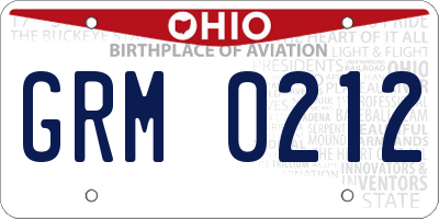 OH license plate GRM0212
