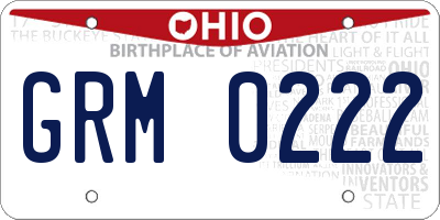 OH license plate GRM0222
