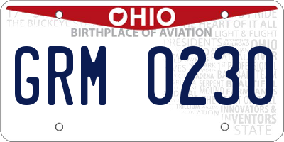 OH license plate GRM0230