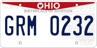 OH license plate GRM0232