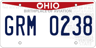 OH license plate GRM0238