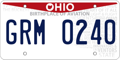 OH license plate GRM0240