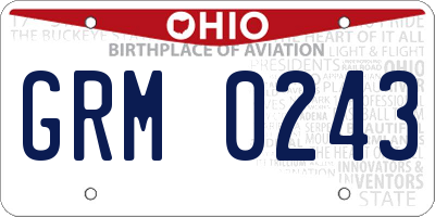 OH license plate GRM0243