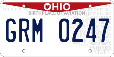 OH license plate GRM0247