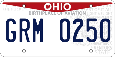 OH license plate GRM0250