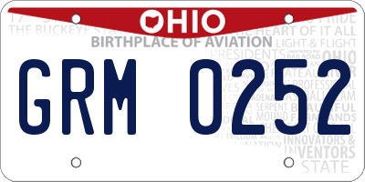 OH license plate GRM0252