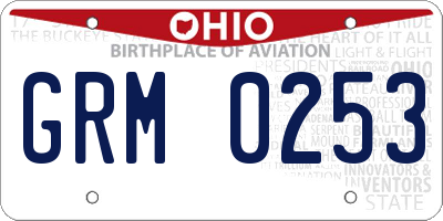 OH license plate GRM0253