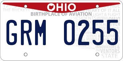 OH license plate GRM0255