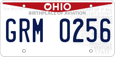 OH license plate GRM0256