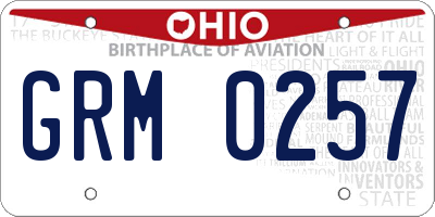OH license plate GRM0257