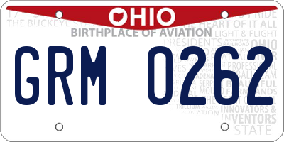 OH license plate GRM0262