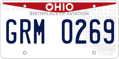 OH license plate GRM0269