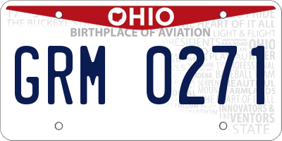 OH license plate GRM0271