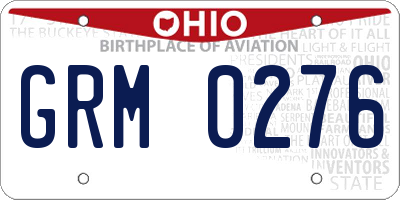 OH license plate GRM0276