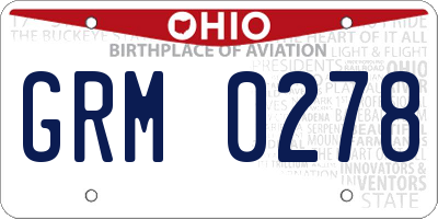 OH license plate GRM0278