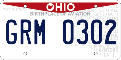 OH license plate GRM0302