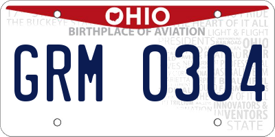 OH license plate GRM0304