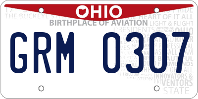 OH license plate GRM0307