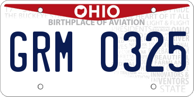 OH license plate GRM0325