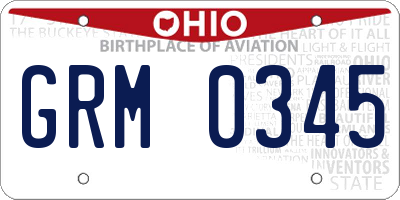 OH license plate GRM0345