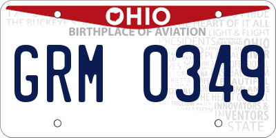 OH license plate GRM0349